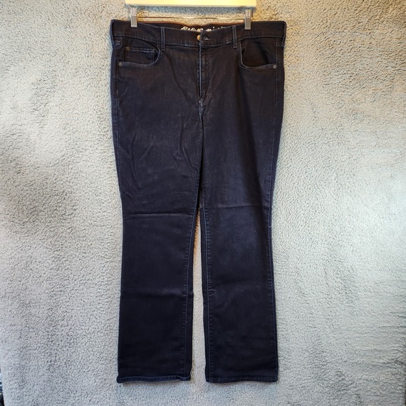 Eddie Bauer Jeans Womens 18 Black Denim Cotton Stretch‎ High Rise Bootcut Leg - Picture 1 of 16